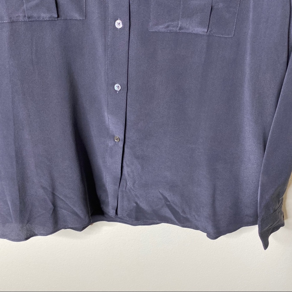 Rails 100% Silk Rhett Charcoal Pocket Blouse Top M - Picture 4 of 9